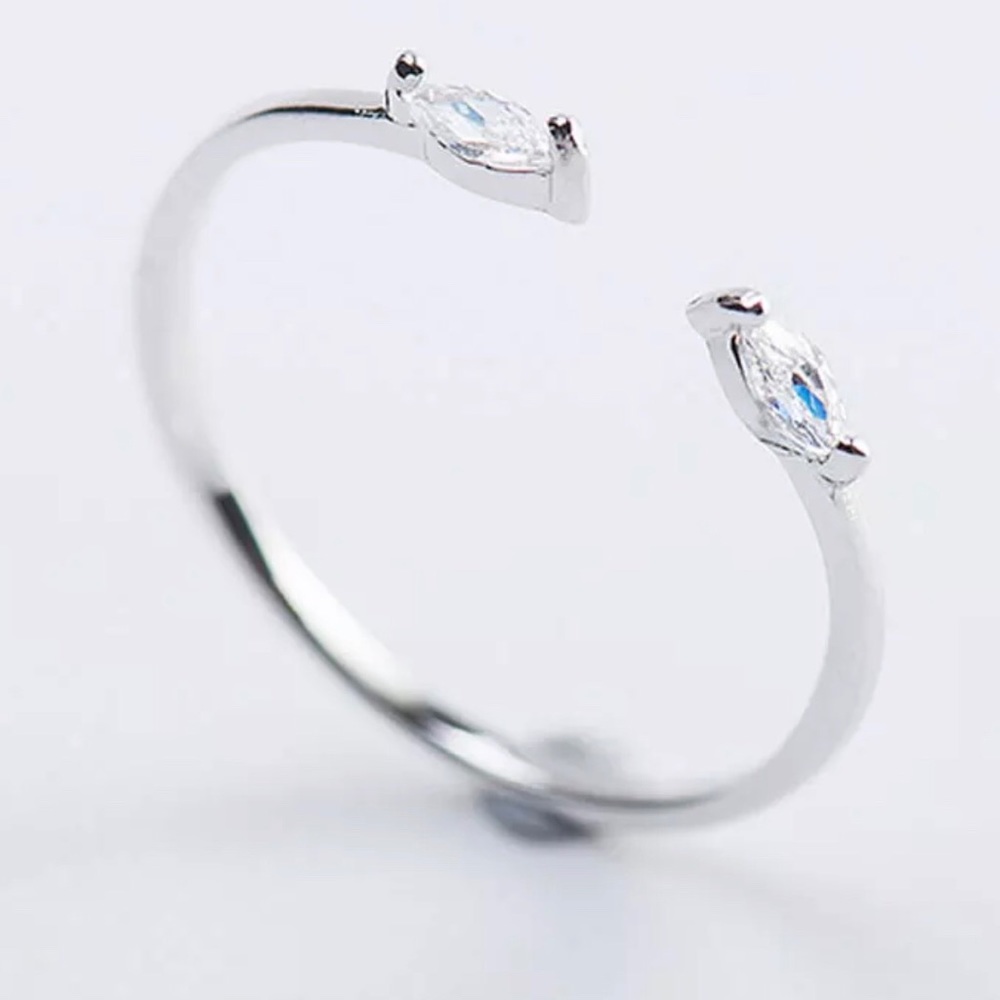 Cubic Zirconia & Sterling Silver Adjustable Ring